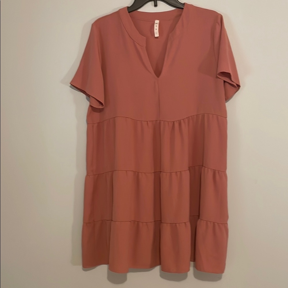 Mauve Tiered Short Sleeve Tunic
